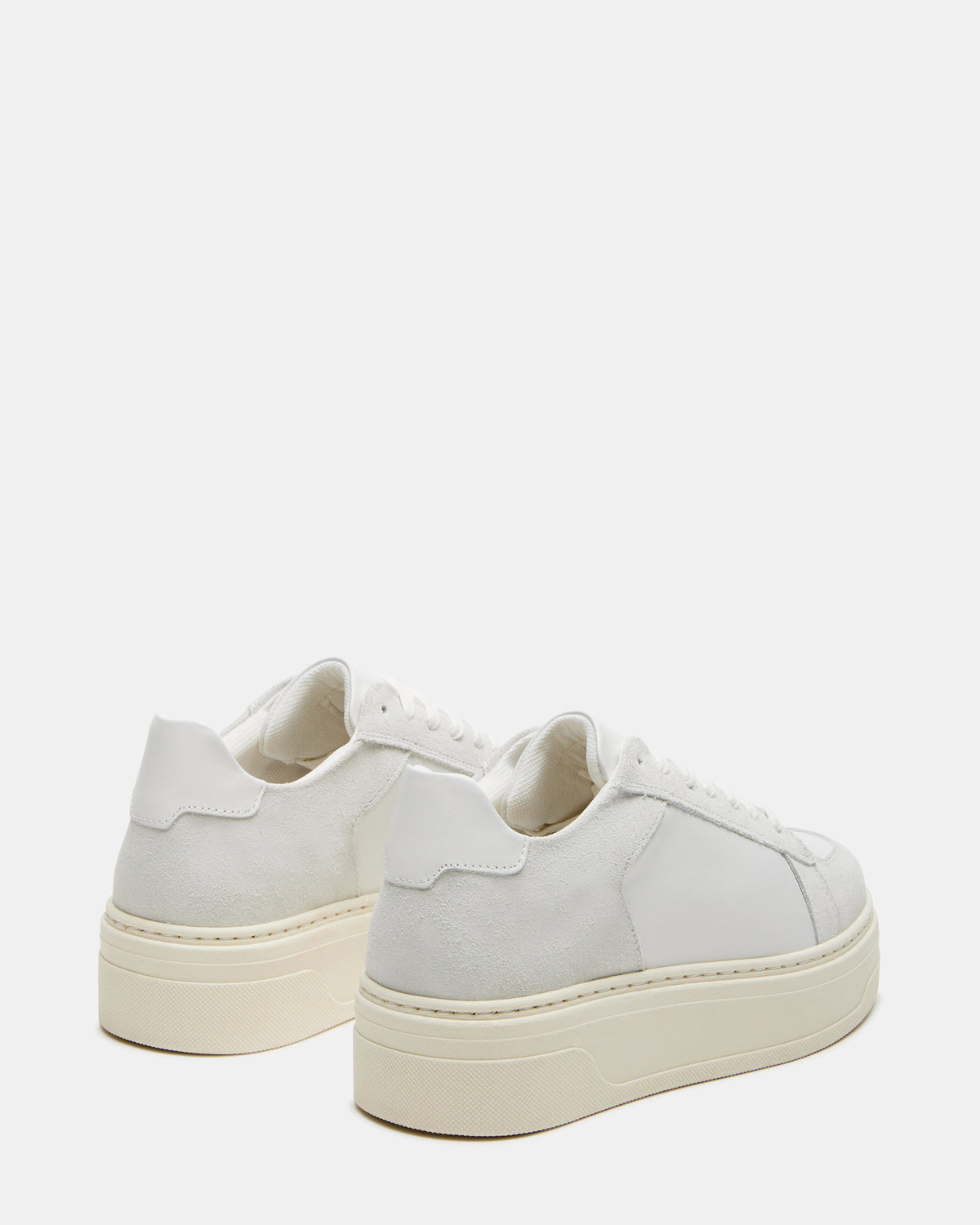 DOMINO White Leather Tonal Platform Sneaker | Women's Sneakers | Steve Madden