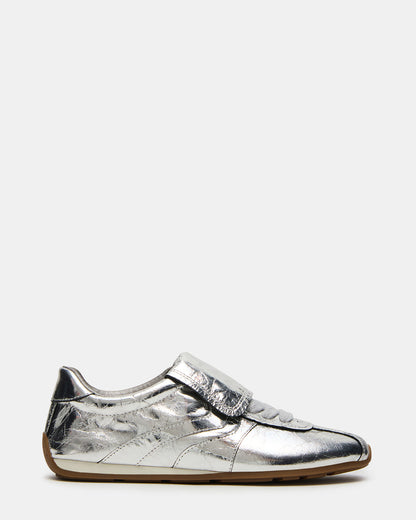 MOBILITY SIlver Leather Women's Low-Top Lace-Up Sneaker | Steve Madden