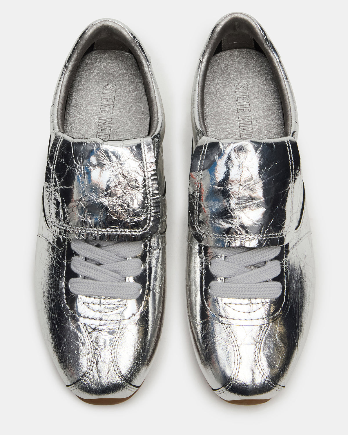 MOBILITY SIlver Leather Women's Low-Top Lace-Up Sneaker | Steve Madden