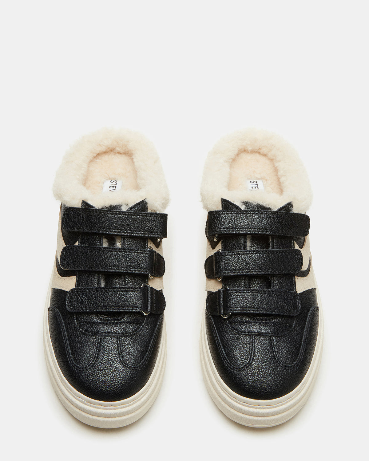 DASHER Black Low-Top Faux Fur Slip-On Sneaker | Women's Sneakers | Steve Madden