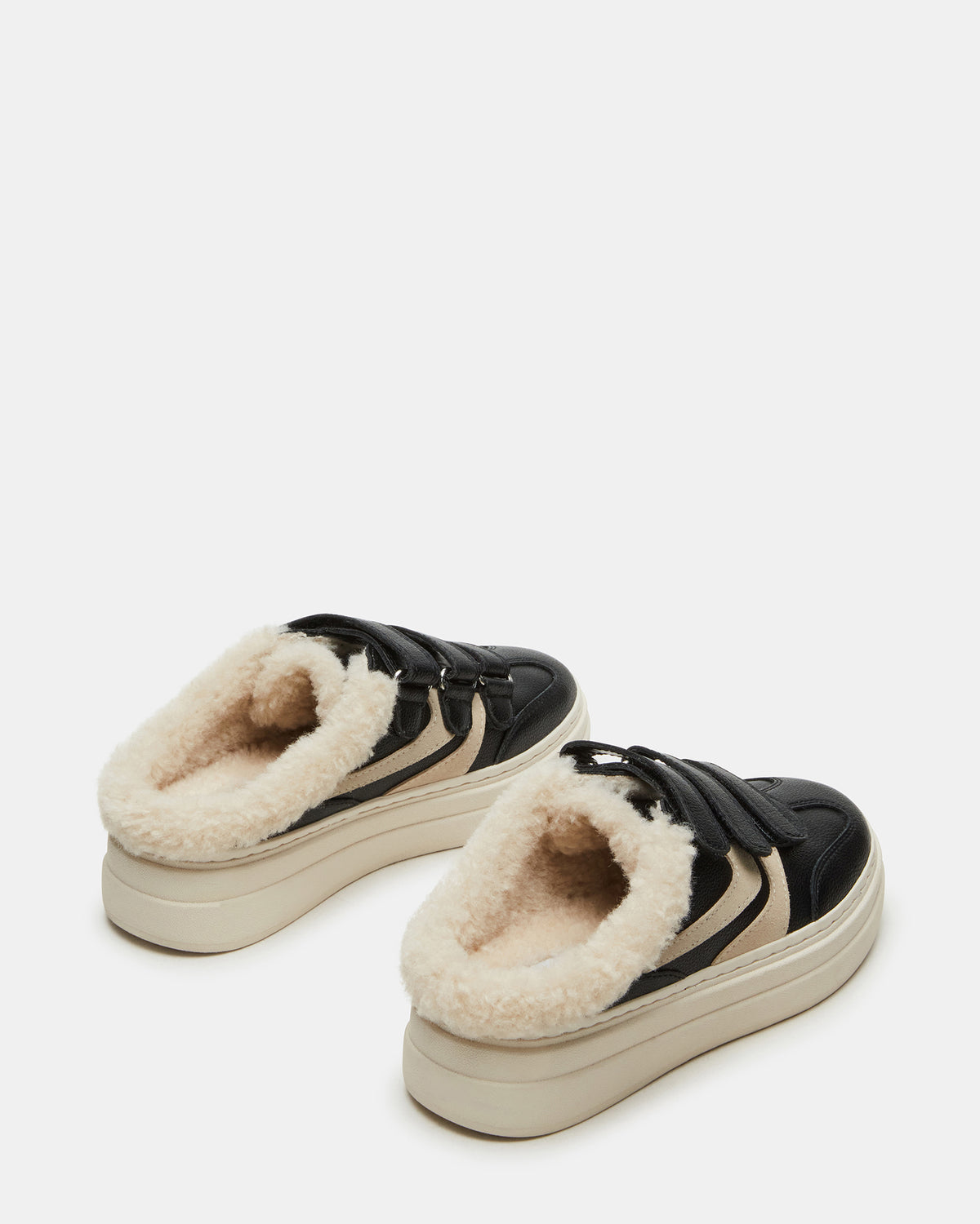 DASHER Black Low-Top Faux Fur Slip-On Sneaker | Women's Sneakers | Steve Madden