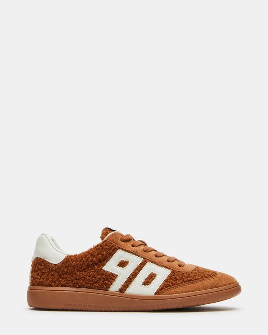 NINETIES Tobacco Low-Top Faux Shearling Sneaker | Women's Sneakers | Steve Madden
