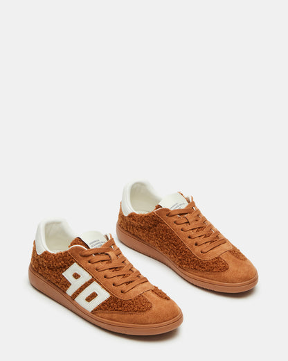 NINETIES Tobacco Low-Top Faux Shearling Sneaker | Women's Sneakers | Steve Madden