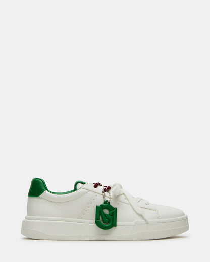 MARVIN White/Green Low-Top Lace-Up Women's Sneaker | Steve Madden