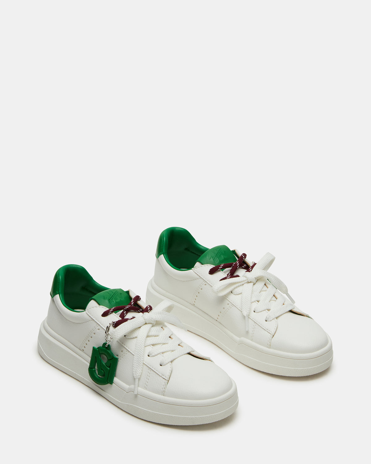 MARVIN White/Green Low-Top Lace-Up Women's Sneaker | Steve Madden
