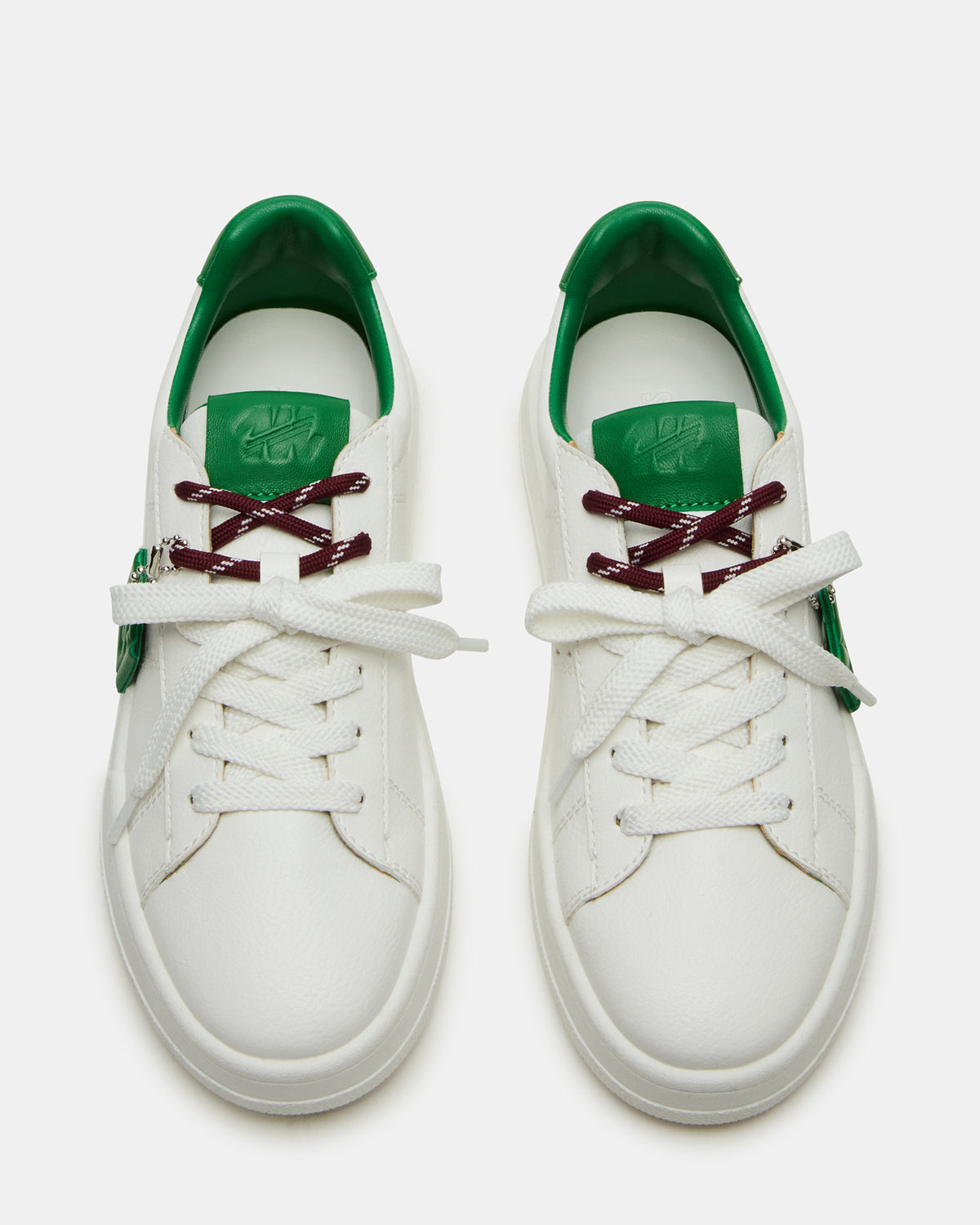 MARVIN White/Green Low-Top Lace-Up Women's Sneaker | Steve Madden