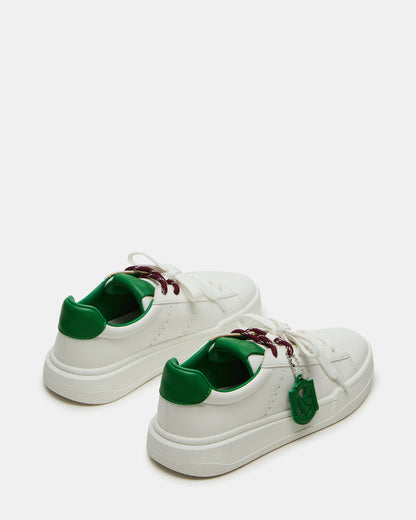 MARVIN White/Green Low-Top Lace-Up Women's Sneaker | Steve Madden