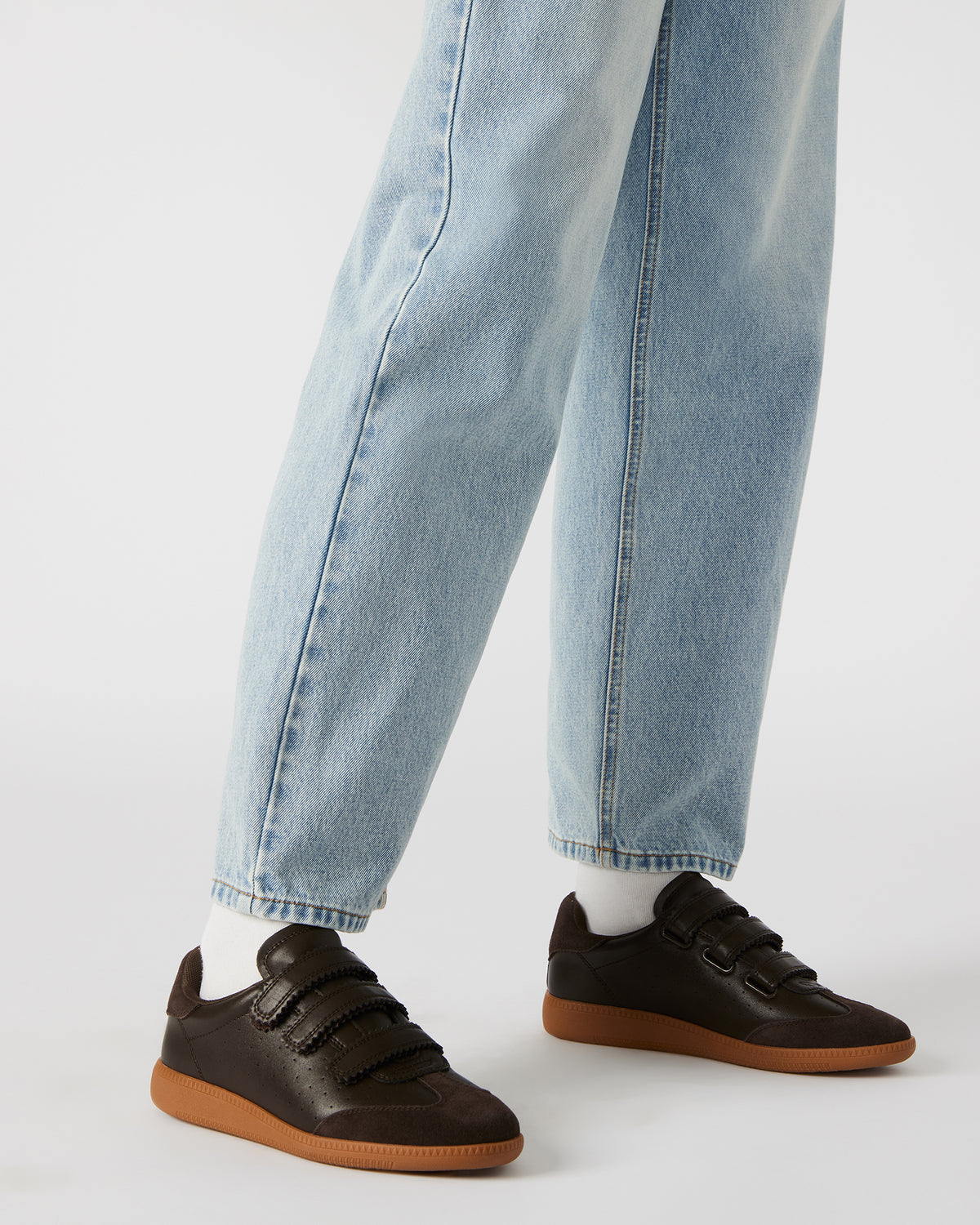 MOMENTUM Brown Suede Velcro Low-Top Women's Sneakers | Steve Madden