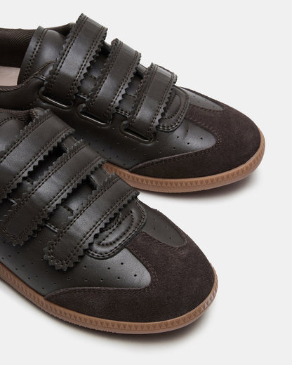 MOMENTUM Brown Suede Velcro Low-Top Women's Sneakers | Steve Madden