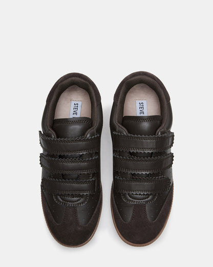 MOMENTUM Brown Suede Velcro Low-Top Women's Sneakers | Steve Madden