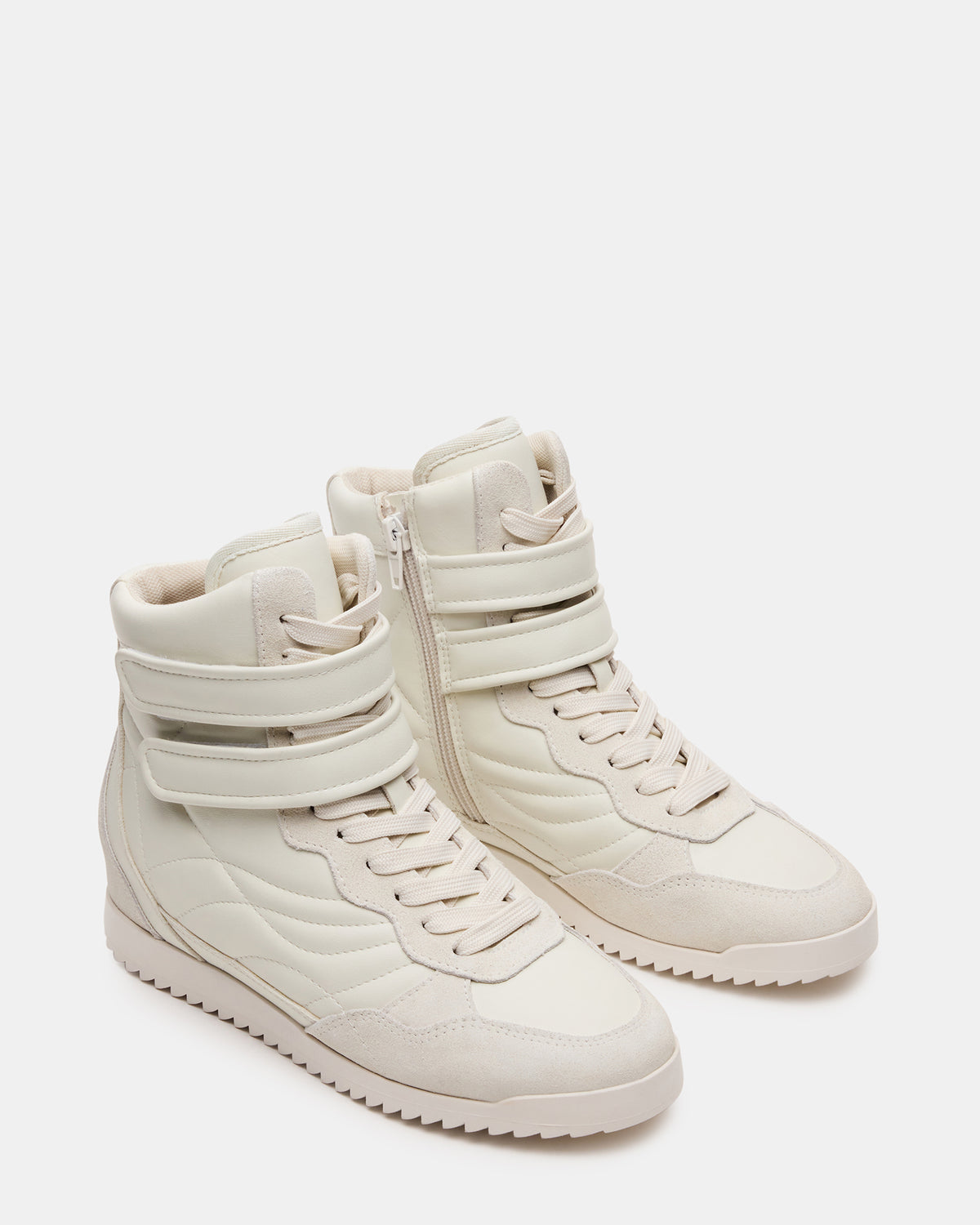 LIFTOFF White Leather Lace-Up High-Top Sneaker | Steve Madden