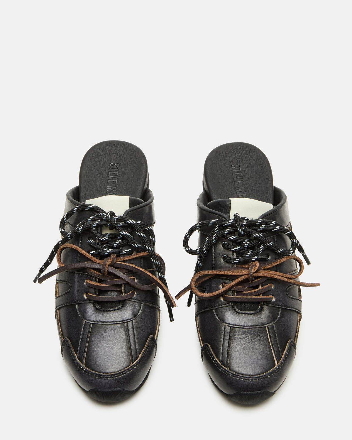 MAYSA Black Distressed Women's Low-Top Slip-On Mule Sneakers | Steve Madden