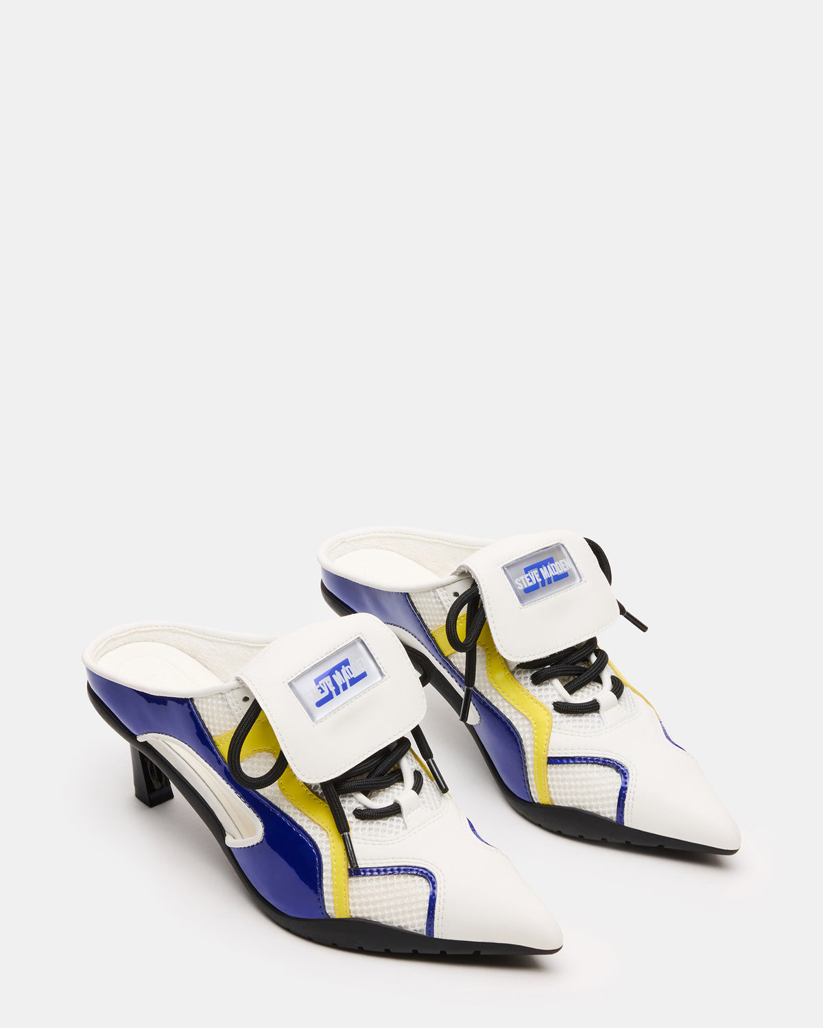 SHEVRON Blue Multi Pointed-Toe Lace-Up Women's Sneaker | Steve Madden