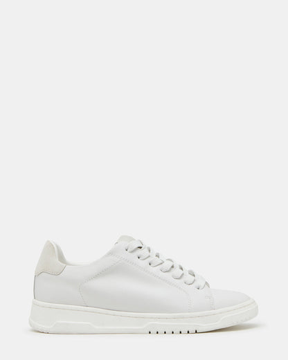 ELSIN White Leather Women's Low-Top Lace-Up Sneaker | Steve Madden