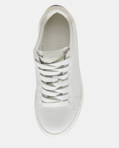 ELSIN White Leather Women's Low-Top Lace-Up Sneaker | Steve Madden