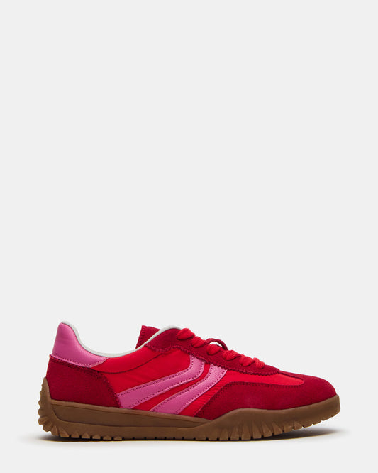 FUME Red Multi Women's Low-Top Lace-Up Sneaker | Steve Madden