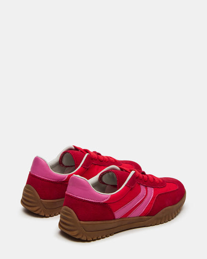 FUME Red Multi Women's Low-Top Lace-Up Sneaker | Steve Madden