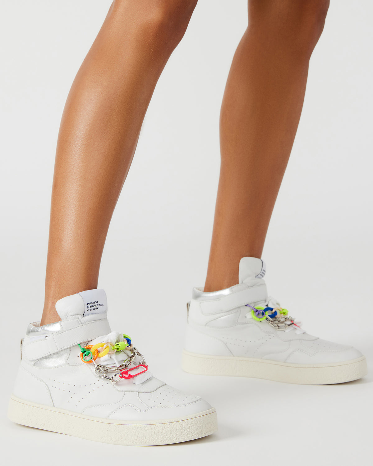 EMILEE White Leather High Top Lace Up Sneaker | Women's Sneakers | Steve Madden