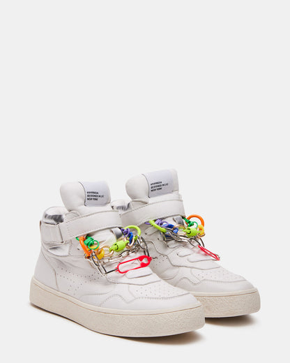 EMILEE White Leather High Top Lace Up Sneaker | Women's Sneakers | Steve Madden