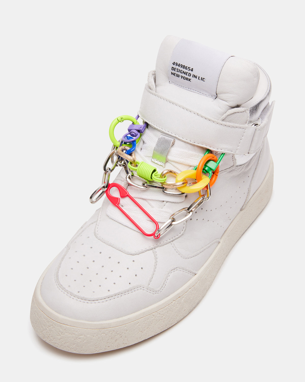 EMILEE White Leather High Top Lace Up Sneaker | Women's Sneakers | Steve Madden