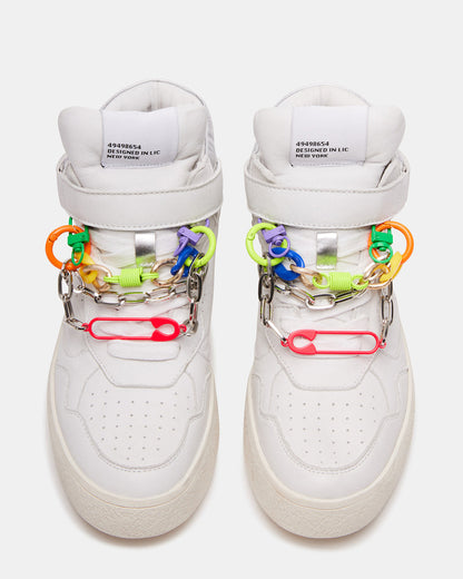 EMILEE White Leather High Top Lace Up Sneaker | Women's Sneakers | Steve Madden