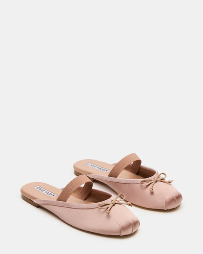 CUTESY Blush Satin Slip-On Ballet Mule Women's Flat | Steve Madden