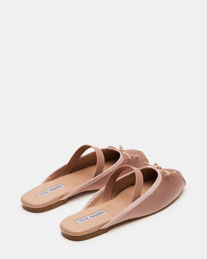 CUTESY Blush Satin Slip-On Ballet Mule Women's Flat | Steve Madden