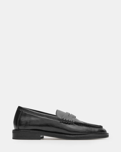 MADISON Black Leather Women's Penny Loafer | Steve Madden