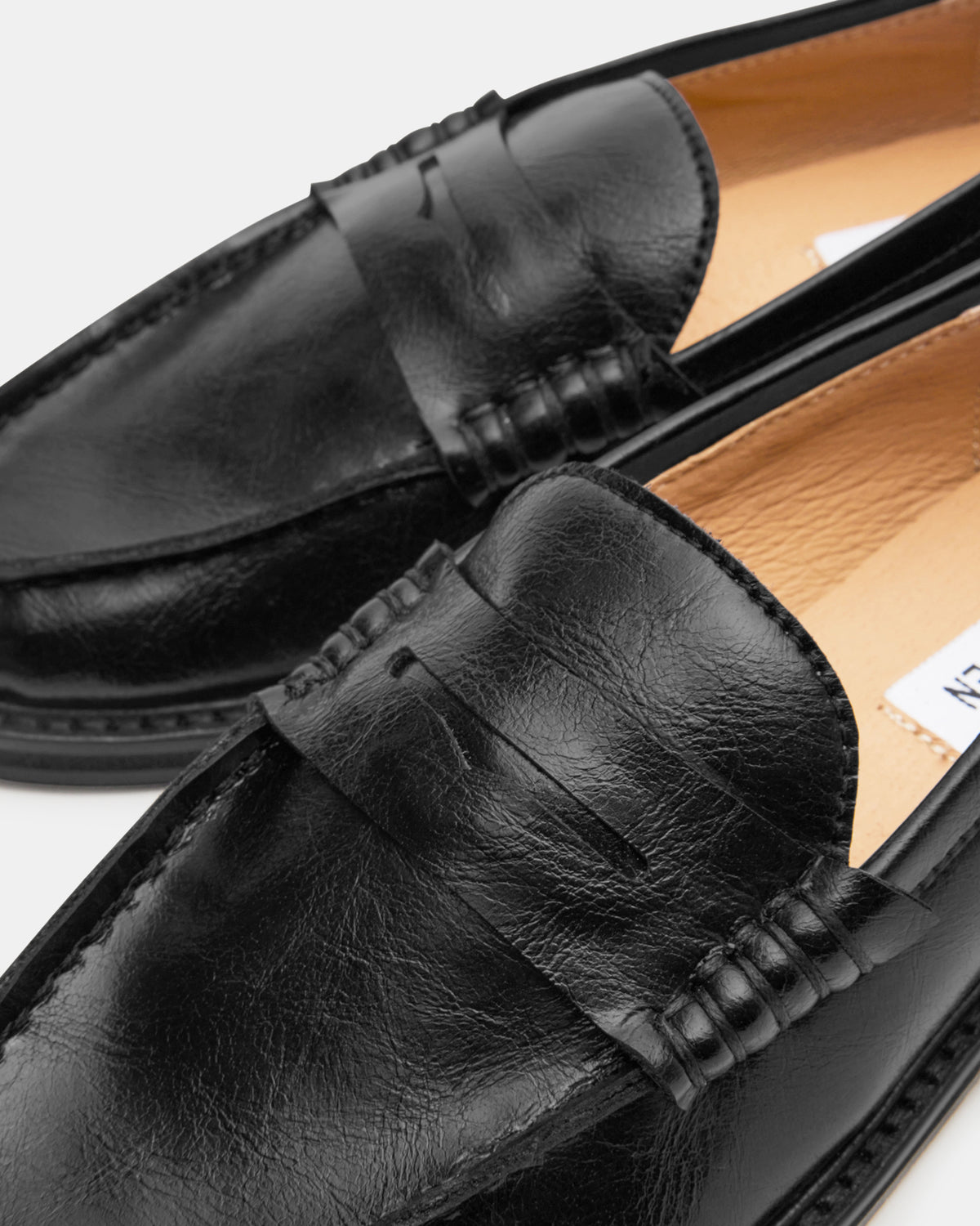 MADISON Black Leather Women's Penny Loafer | Steve Madden