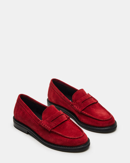 MADISON Red Suede Women's Penny Loafer | Steve Madden