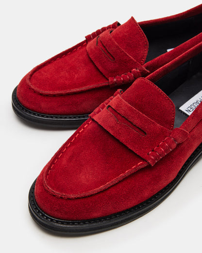 MADISON Red Suede Women's Penny Loafer | Steve Madden