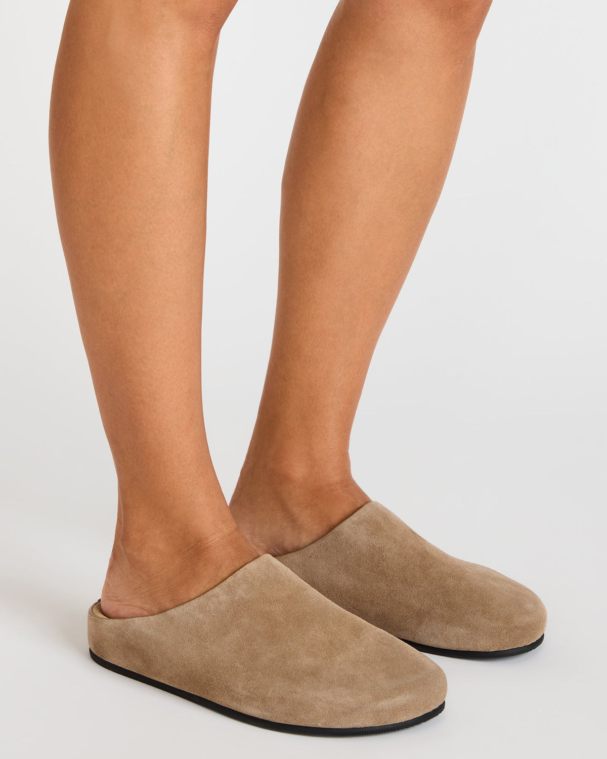 FERN Taupe Suede Mule Slip-On Round-Toe Women's Flat | Steve Madden