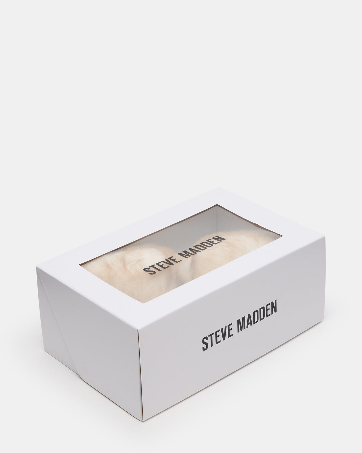 POOF Natural Slip-On Faux Fur Mule Women's Flat | Steve Madden