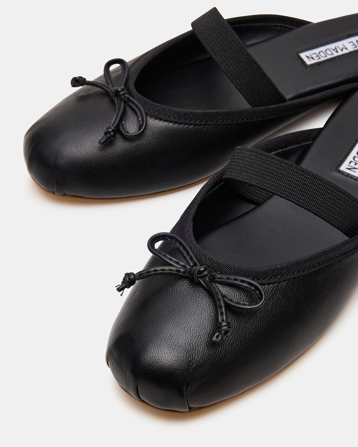 CUTESY Black Leather Slip-On Ballet Mule Women's Flat | Steve Madden