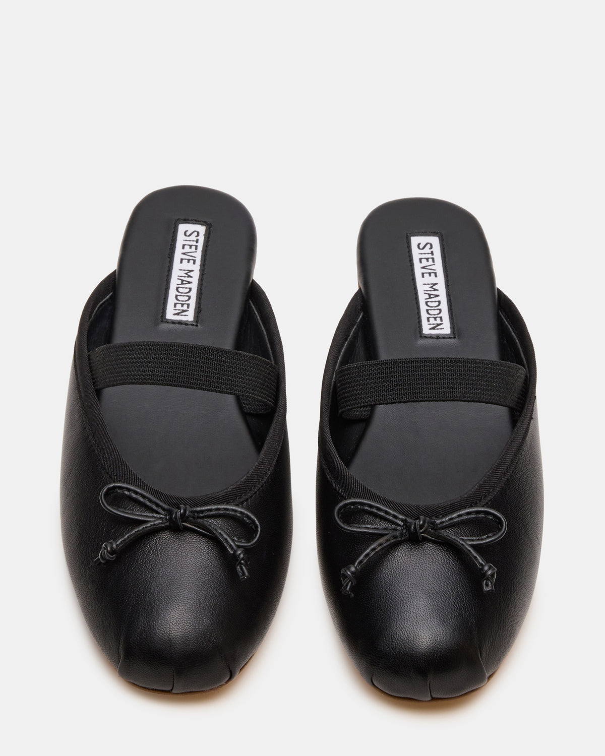 CUTESY Black Leather Slip-On Ballet Mule Women's Flat | Steve Madden