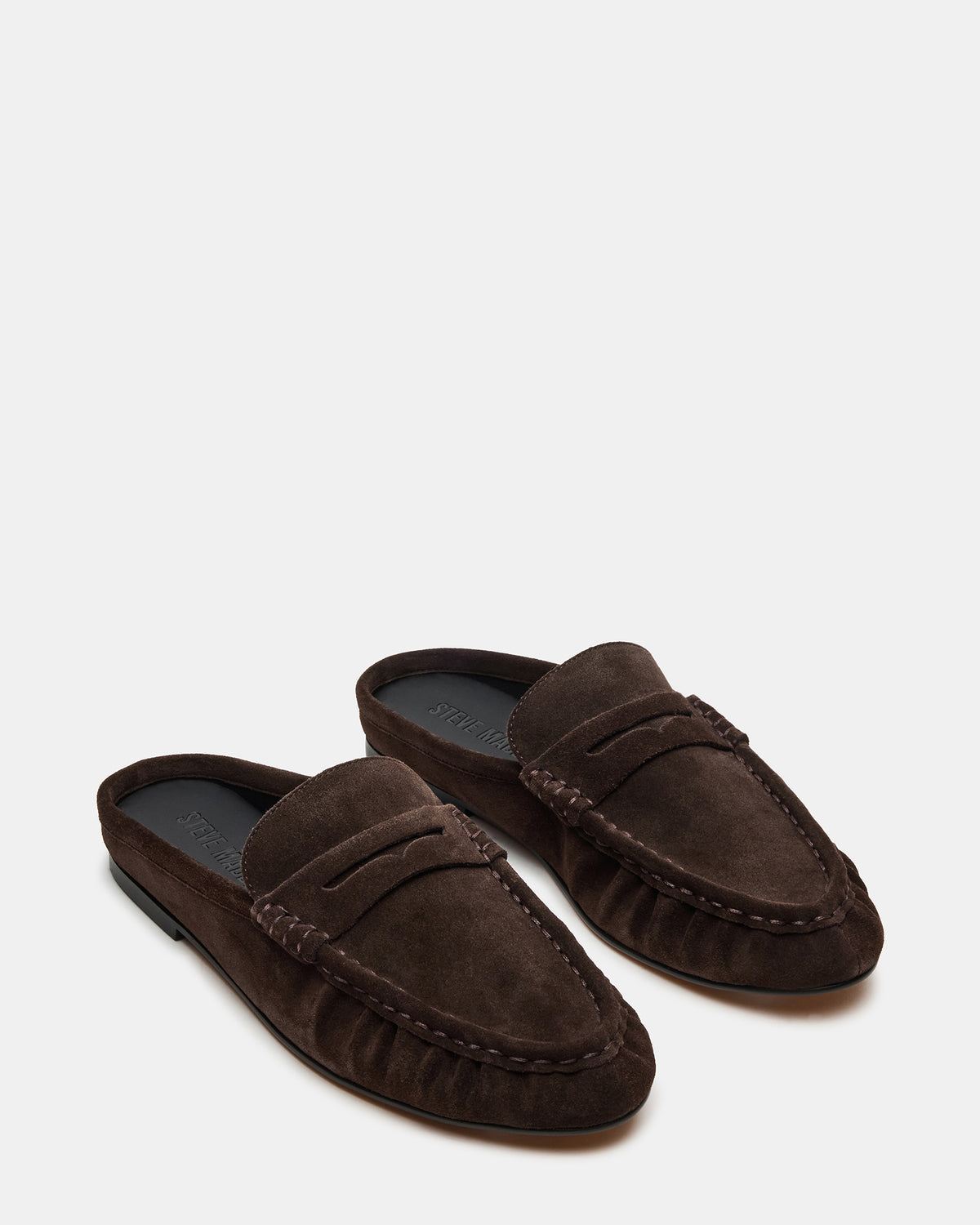 RAFE Chocolate Brown Suede Slip-On Mule Women's Flat | Steve Madden