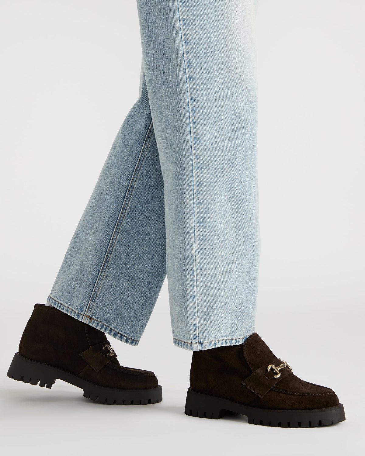 LEON Chocolate Brown Suede Platform Lug Sole Women's Loafer | Steve Madden