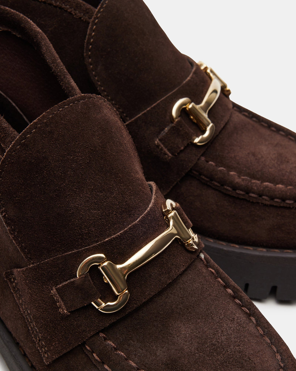 LEON Chocolate Brown Suede Platform Lug Sole Women's Loafer | Steve Madden