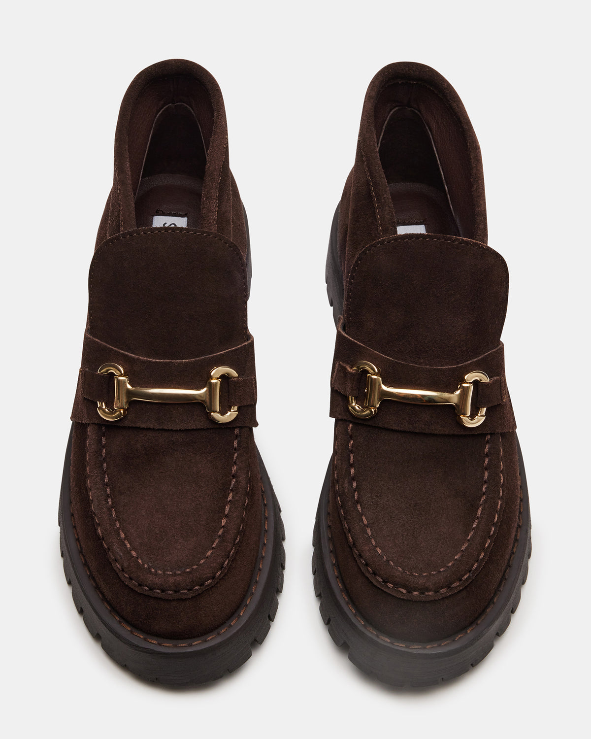 LEON Chocolate Brown Suede Platform Lug Sole Women's Loafer | Steve Madden