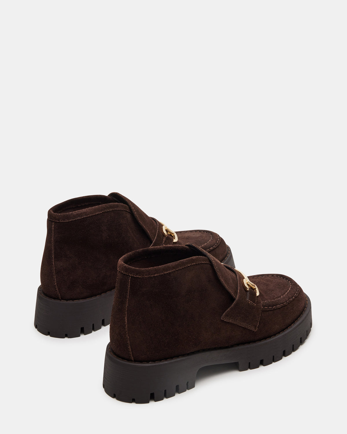LEON Chocolate Brown Suede Platform Lug Sole Women's Loafer | Steve Madden