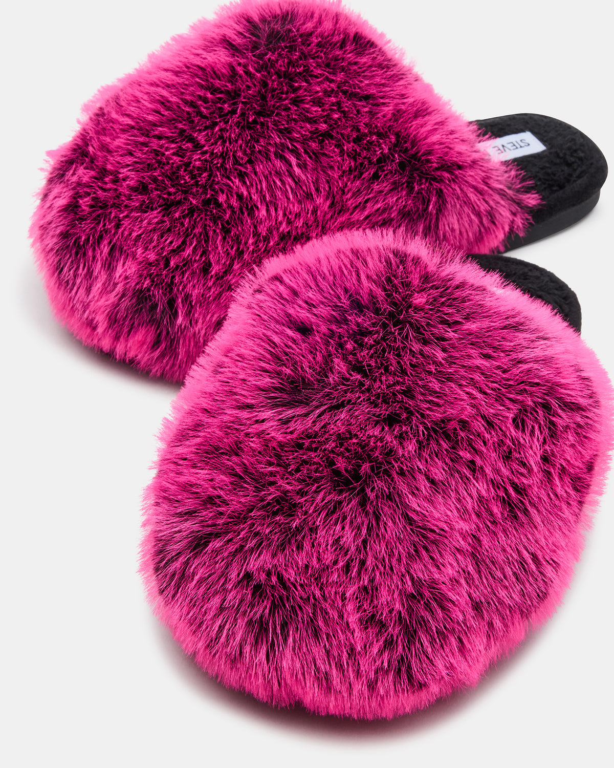 POOF Fushia Slip-On Faux Fur Mule Women's Flat | Steve Madden