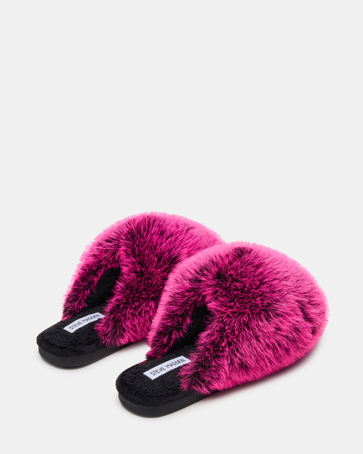 POOF Fushia Slip-On Faux Fur Mule Women's Flat | Steve Madden