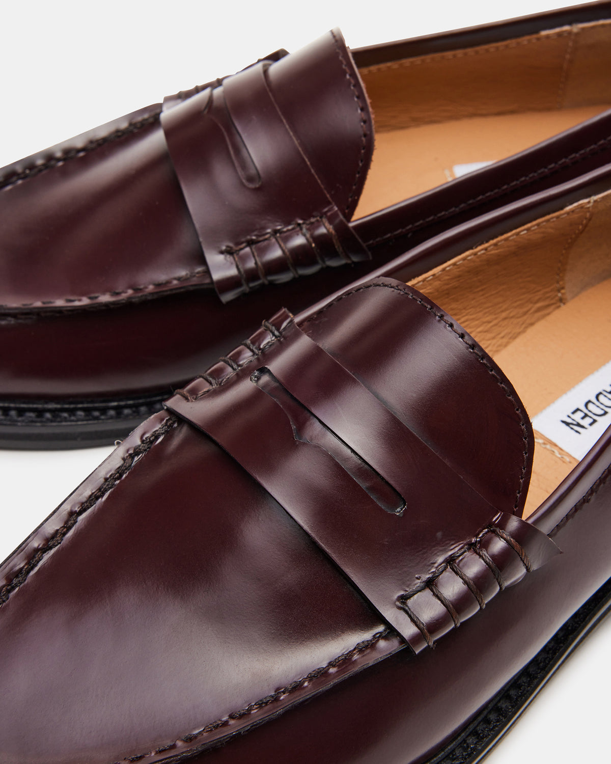 MADISON Burgundy Box Leather Women's Penny Loafer | Steve Madden