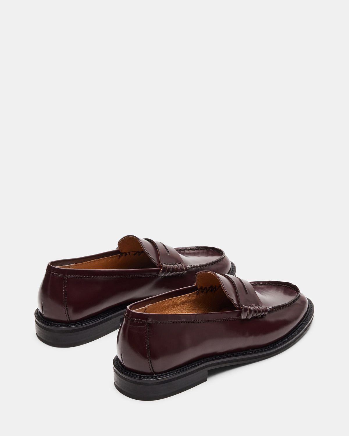 MADISON Burgundy Box Leather Women's Penny Loafer | Steve Madden