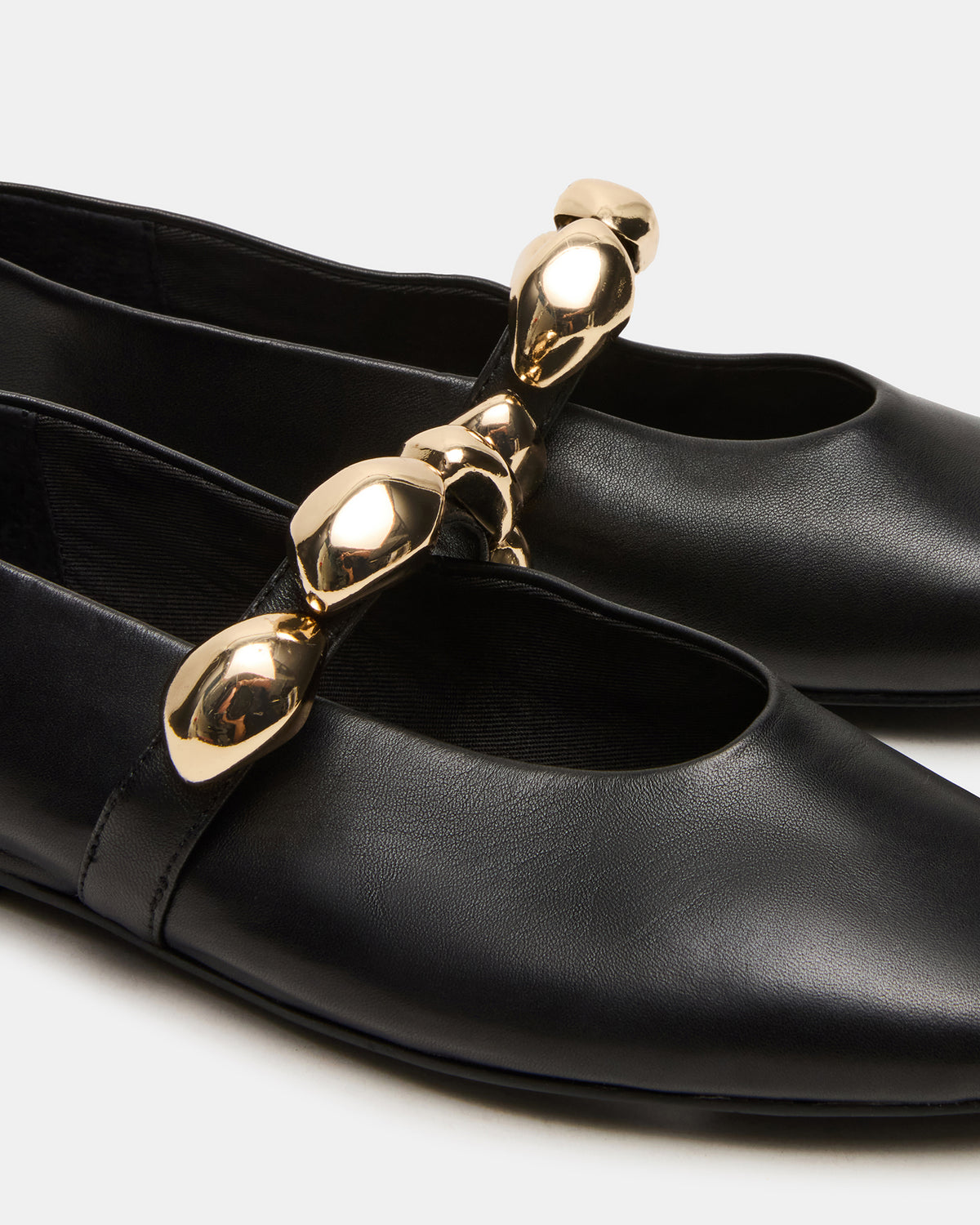 POPPIN Black Leather Mary Jane Ballet Women's Flat | Steve Madden