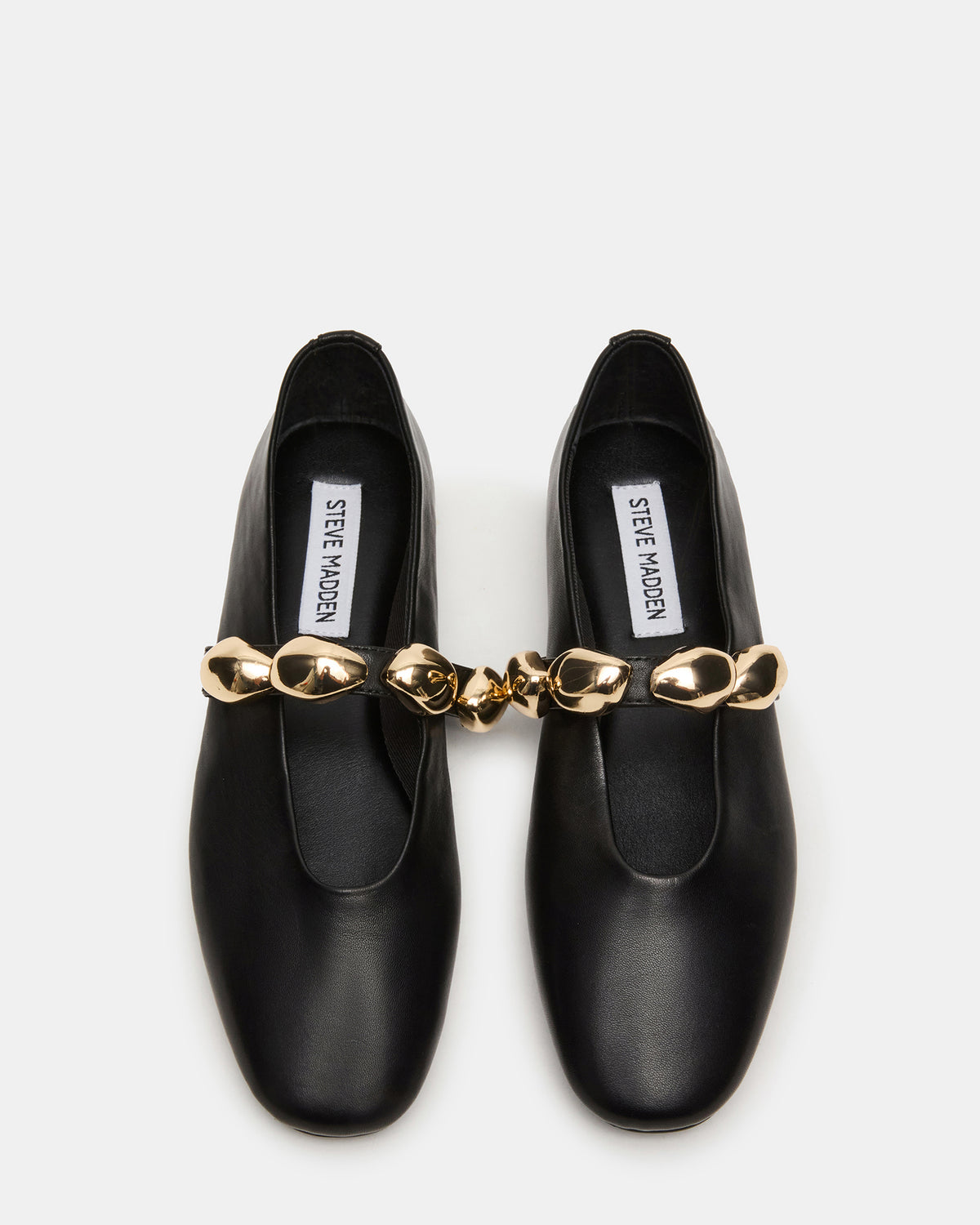 POPPIN Black Leather Mary Jane Ballet Women's Flat | Steve Madden