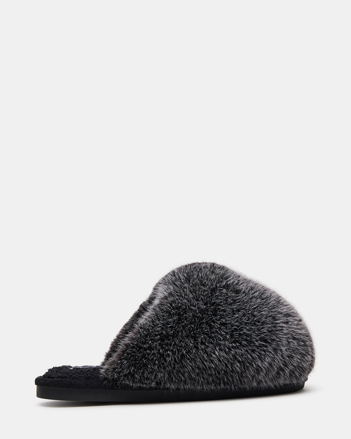 POOF GREY Slip-On Faux Fur Mule Women's Flat | Steve Madden