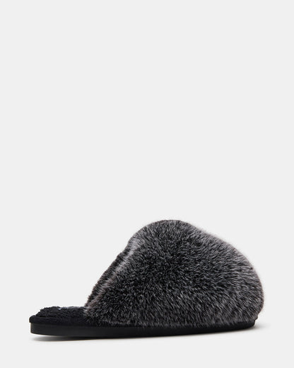 POOF GREY Slip-On Faux Fur Mule Women's Flat | Steve Madden