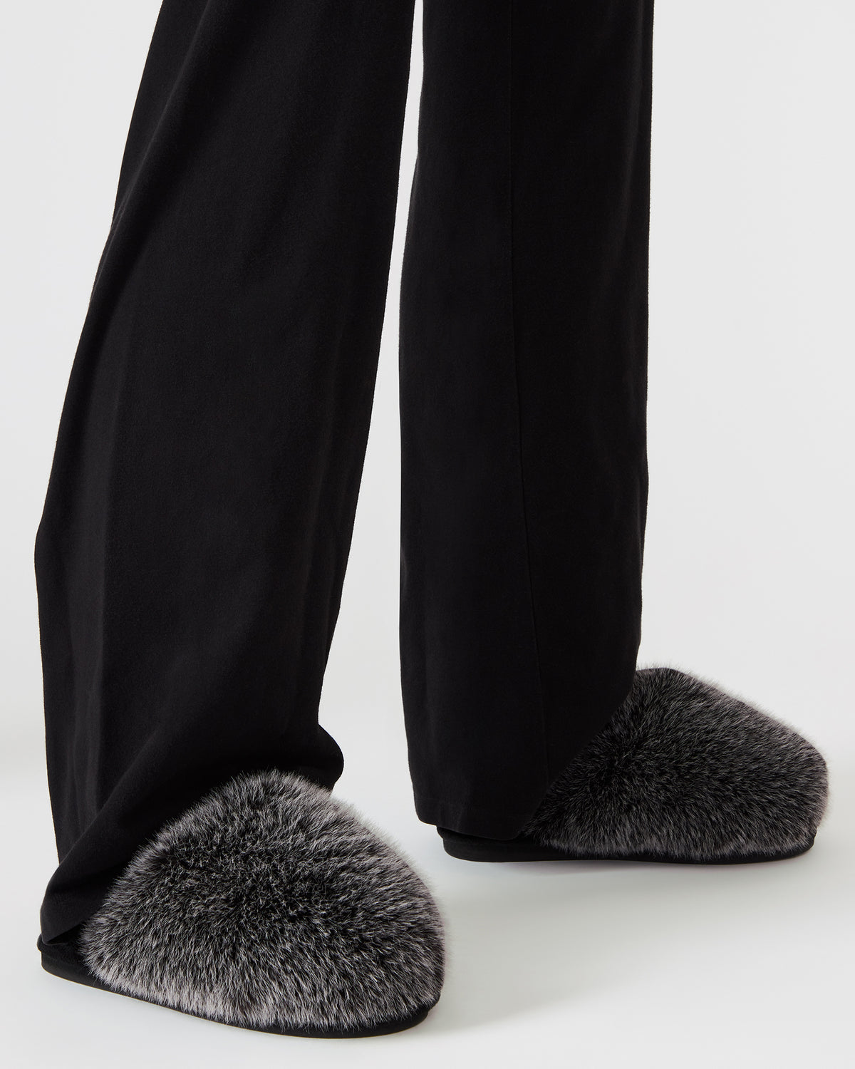 POOF GREY Slip-On Faux Fur Mule Women's Flat | Steve Madden