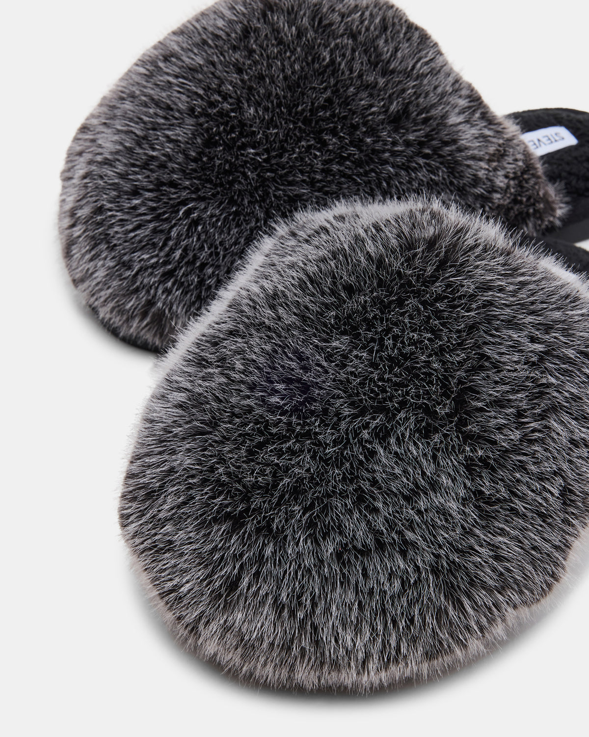 POOF GREY Slip-On Faux Fur Mule Women's Flat | Steve Madden